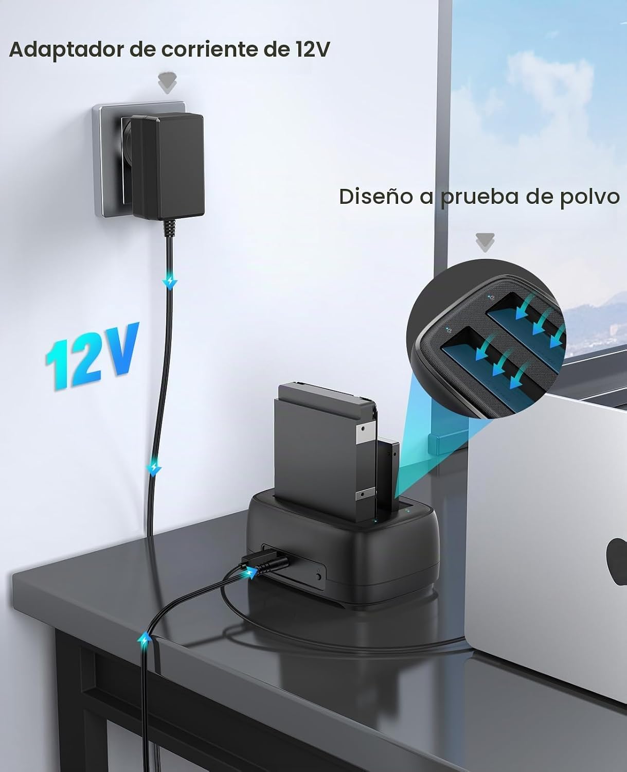 ORICO Estación de acoplamiento de disco duro de doble bahía USB 3.0 a SATA III para disco duro de 3.5 pulgadas máx. hasta 40 TB Soporte 